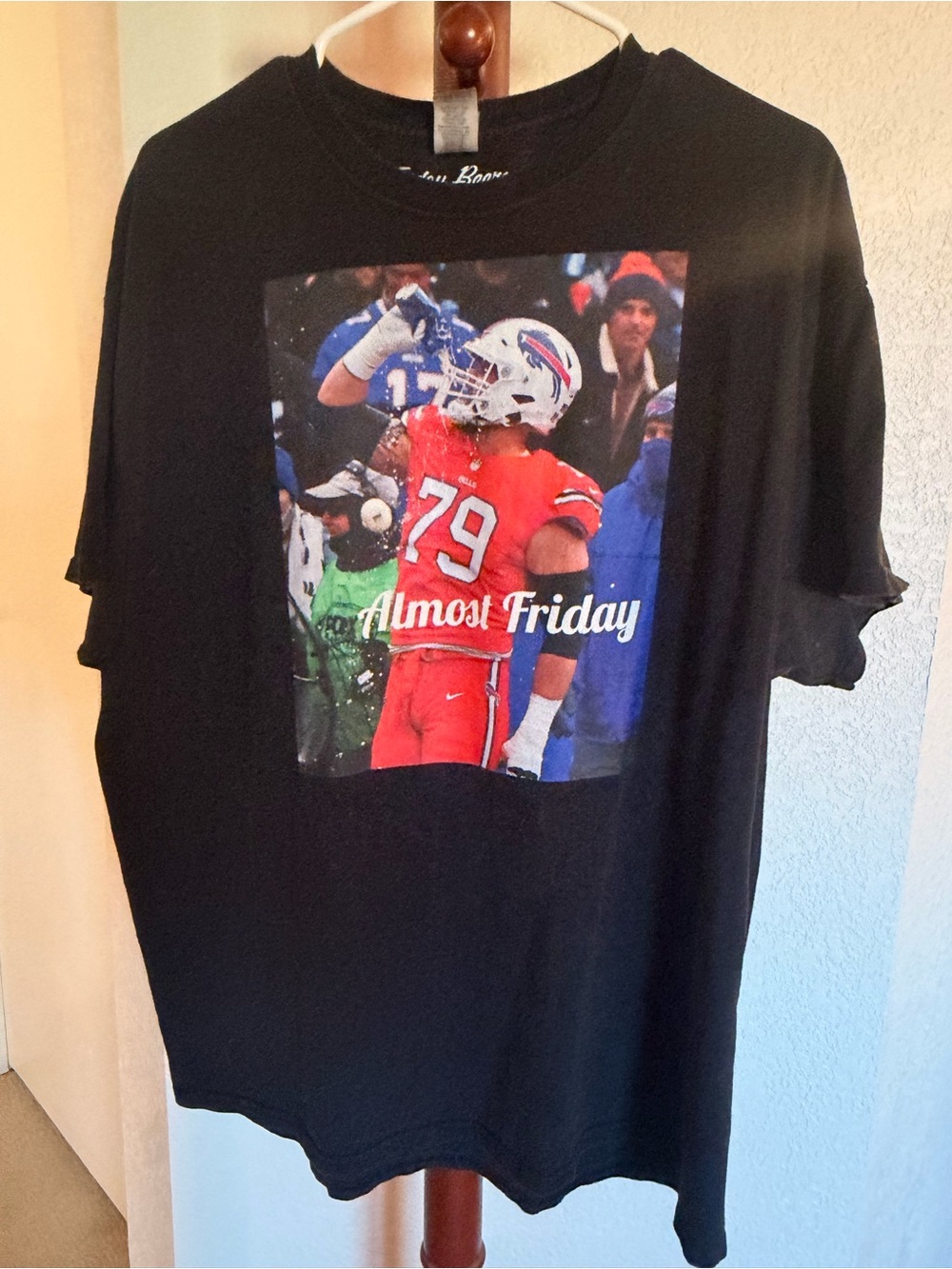 XL Black Tee featuring BUFFALO BILLS - "Almost Friday"
